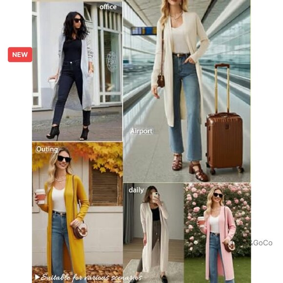 Lightweight Long Cardigan Sweater Open Front Duster Maxi Chic Elegant - Picture 7 of 8